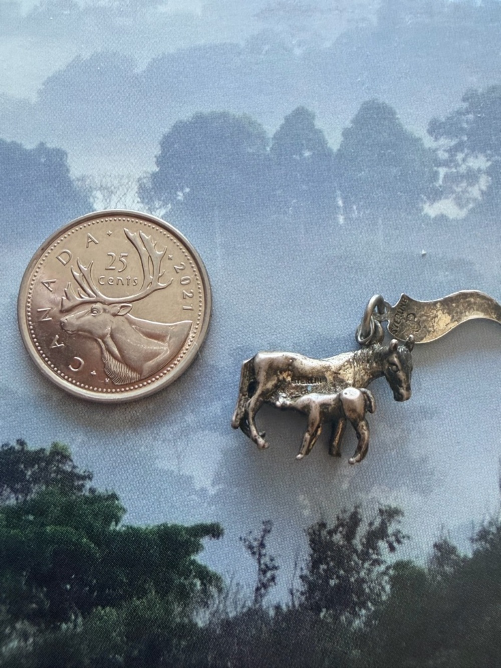 Vintage Silver Horse & Foal Glacier National Park Charm Pendant